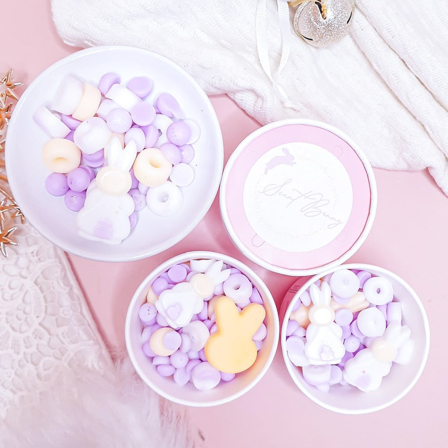 De‑stress Bunny fragrance – Handmade relaxing home scent UK – Lavender orange wax melts for serenity