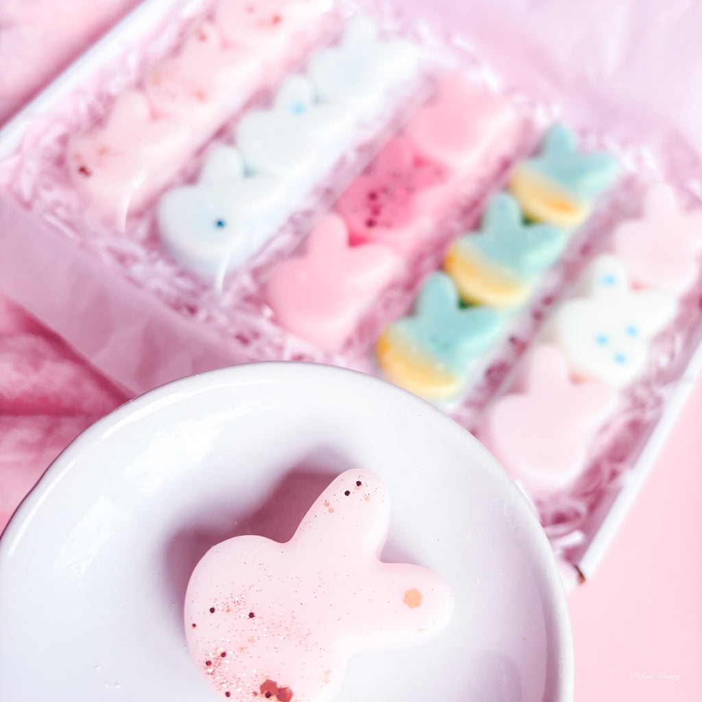 June Bunny Box handmade wax melts Belfast

Limited edition bunny wax melt gift set

Summer home fragrance box with bunny melts

Beach Bunny wax melts

Aussie Bunny wax melts

Blossom Bunny wax melts

Bunny Skies wax melts

Bunny Sands wax melts